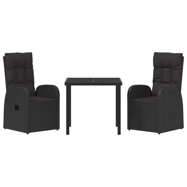 vidaXL Ρυθμιζόμενες Καρέκλες Κήπου 5 pcs Μαύρο 160 x 80 x 73 εκ