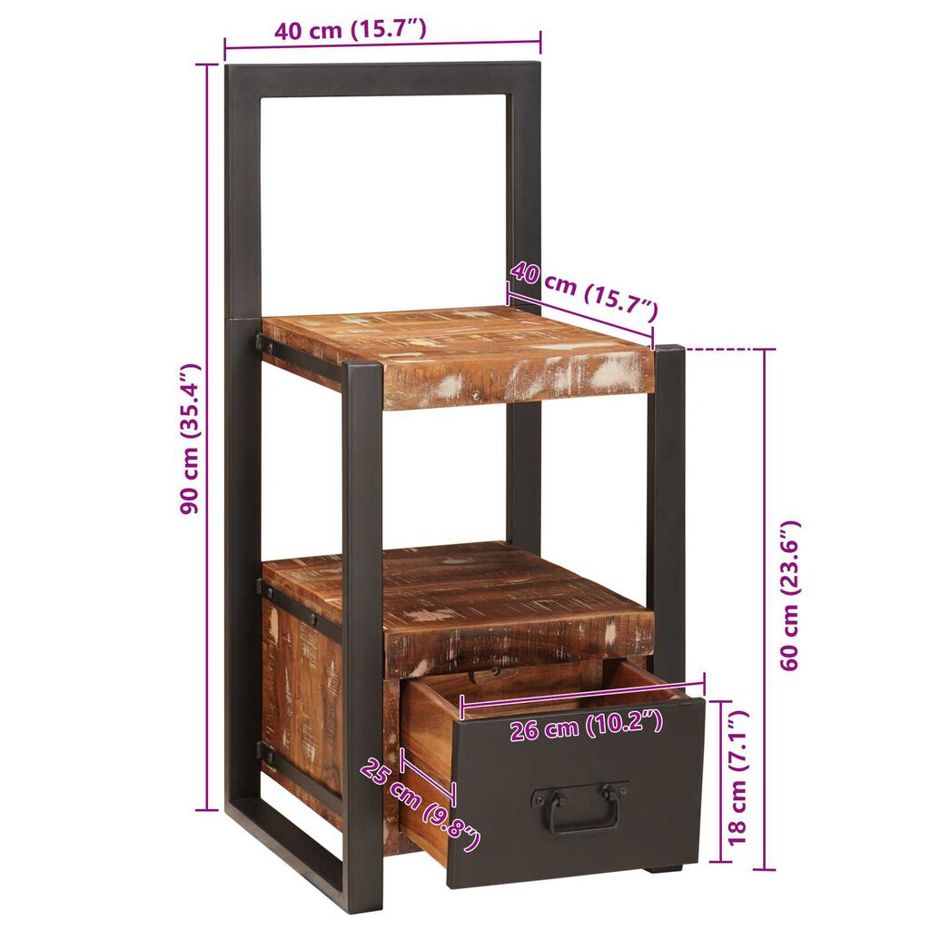 vidaXL Stand για ρούχα Πολύχρωμο 40x40x90 εκ Μασίφ Ανακυκλωμένο Ξύλο