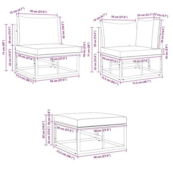 vidaXL Σετ Καναπέ Κήπου 12 pcs Μαύρο Αλουμίνιο