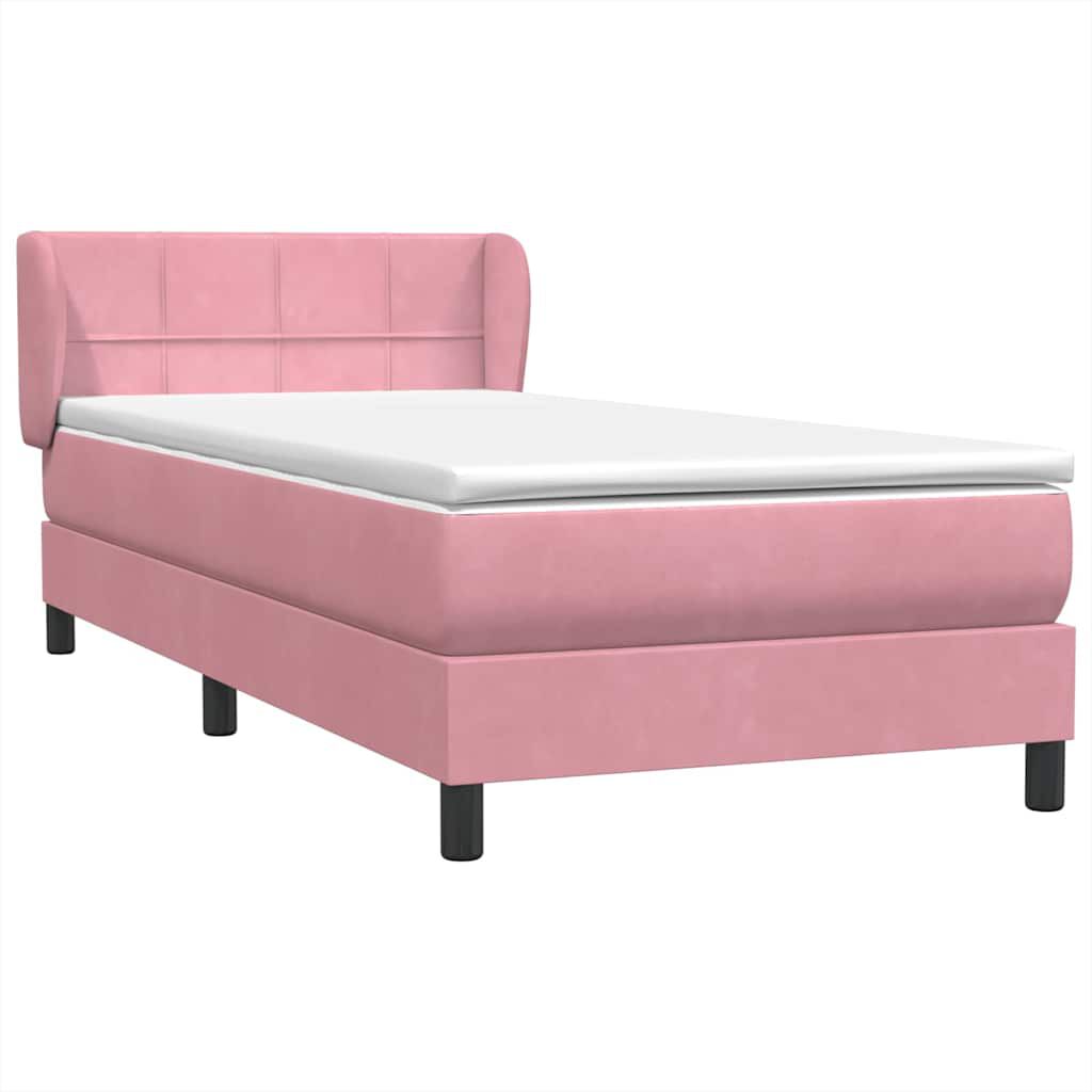 vidaXL Box Spring κρεβάτι με στρώμα ροζ 80x210 εκ. Βελούδινο