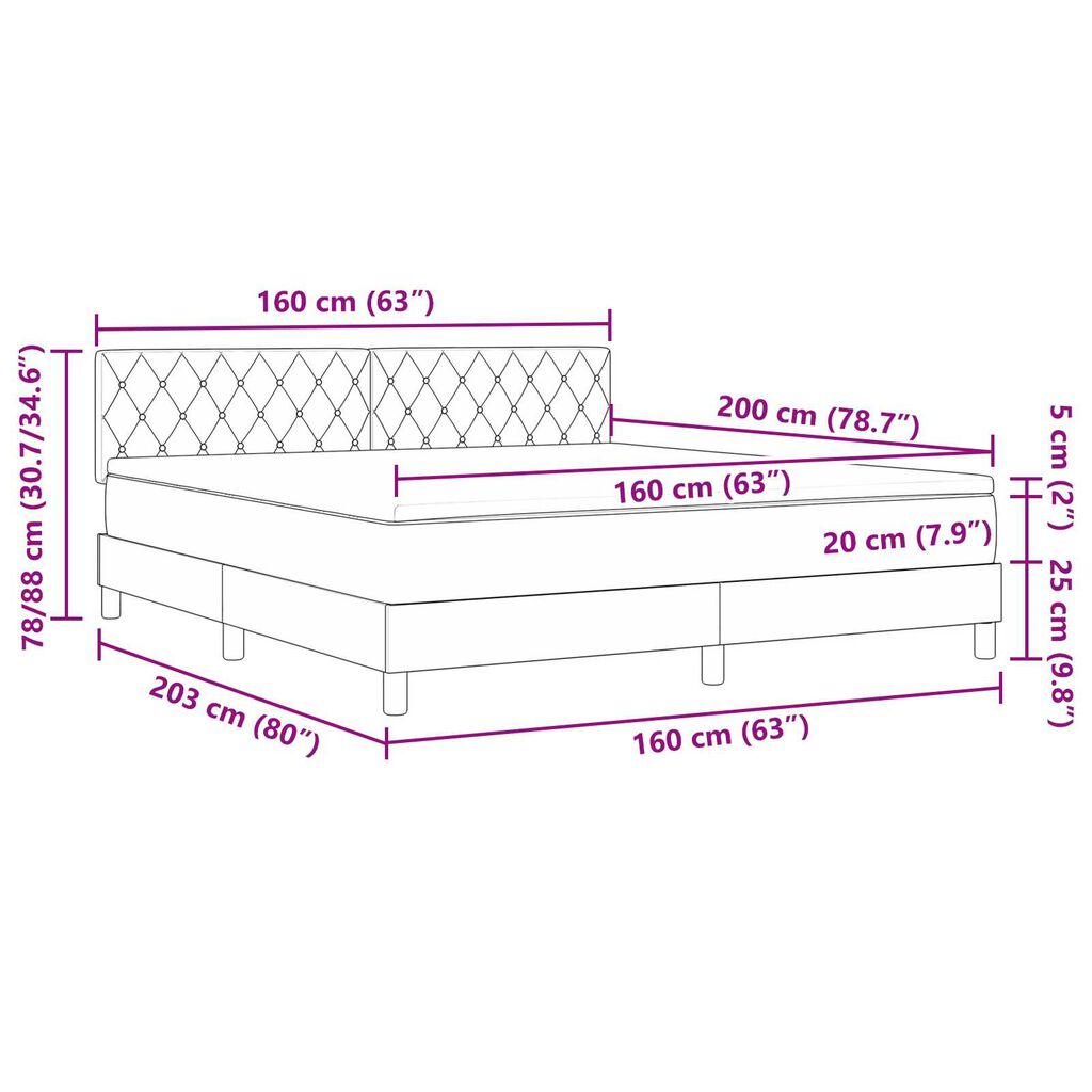 vidaXL Κρεβάτι με Στρώμα & LED Ροζ 160x200 εκ. Βελούδο