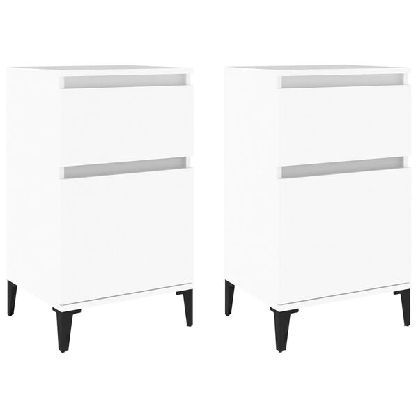 vidaXL Κομοδίνα 2 τεμ. Λευκά 40 x 35 x 70 εκ.
