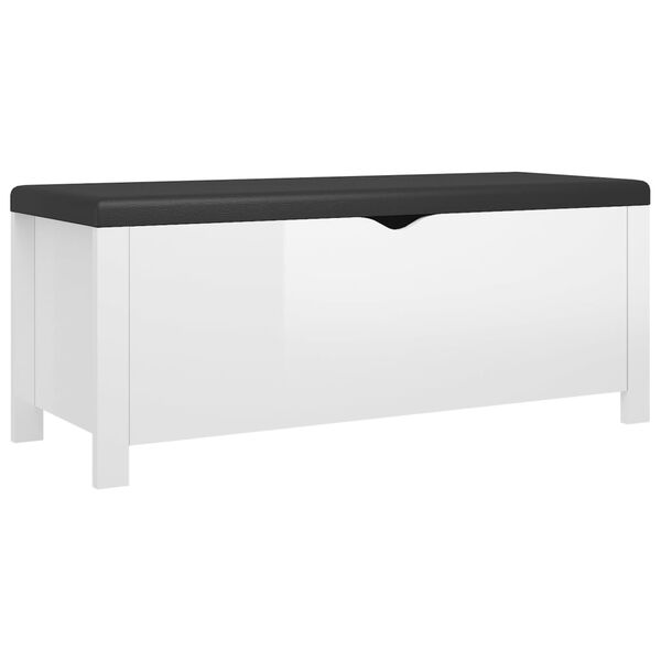 vidaXL Κουτί Αποθήκευσης Γυαλ. Λευκό 105x40x45εκ. Μοριοσαν. & Μαξιλάρι
