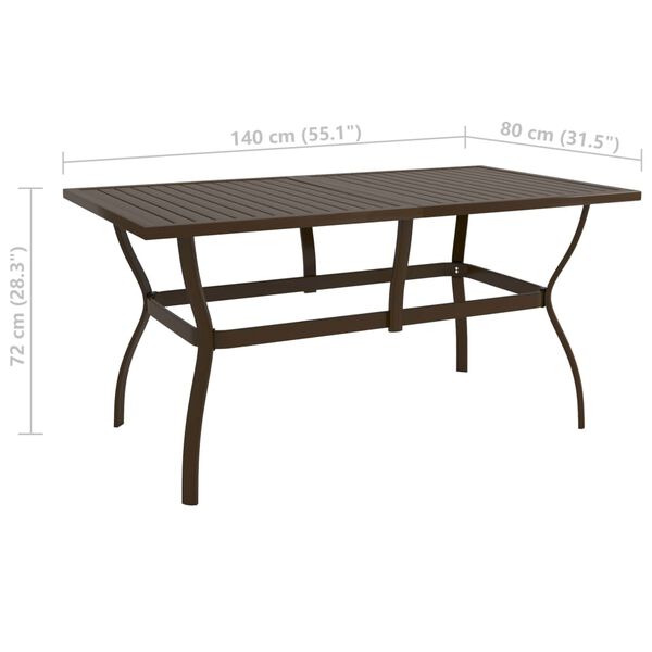 vidaXL Τραπέζι Κήπου Καφέ 140 x 80 x 72 εκ. Ατσάλινο