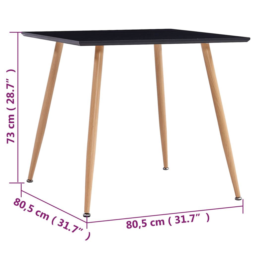 vidaXL Τραπεζαρία Μαύρη / Χρώμα Δρυός 80,5 x 80,5 x 73 εκ. από MDF