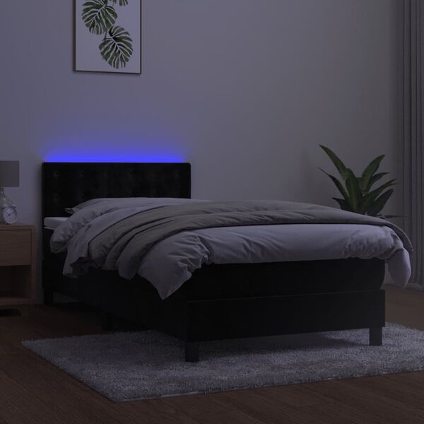 vidaXL &Kappa;&rho;&epsilon;&beta;ά&tau;&iota; Boxspring &mu;&epsilon; &Sigma;&tau;&rho;ώ&mu;&alpha; & LED &Mu;&alpha;ύ&rho;&omicron; 80x200 &epsilon;&kappa;. &Beta;&epsilon;&lambda;&omicron;ύ&delta;&iota;&nu;&omicron;