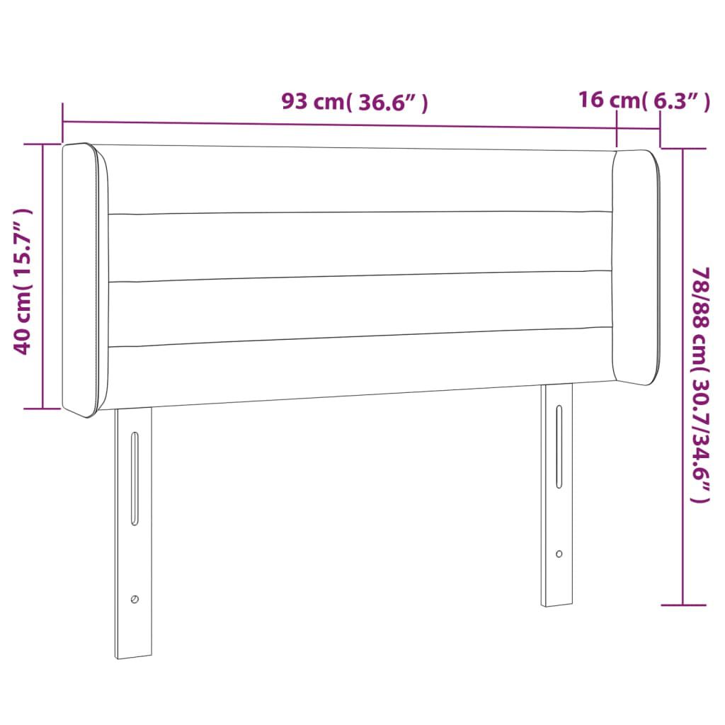 vidaXL Κεφαλάρι Κρεβατιού LED Μαύρο 93x16x78/88 εκ. Βελούδινο