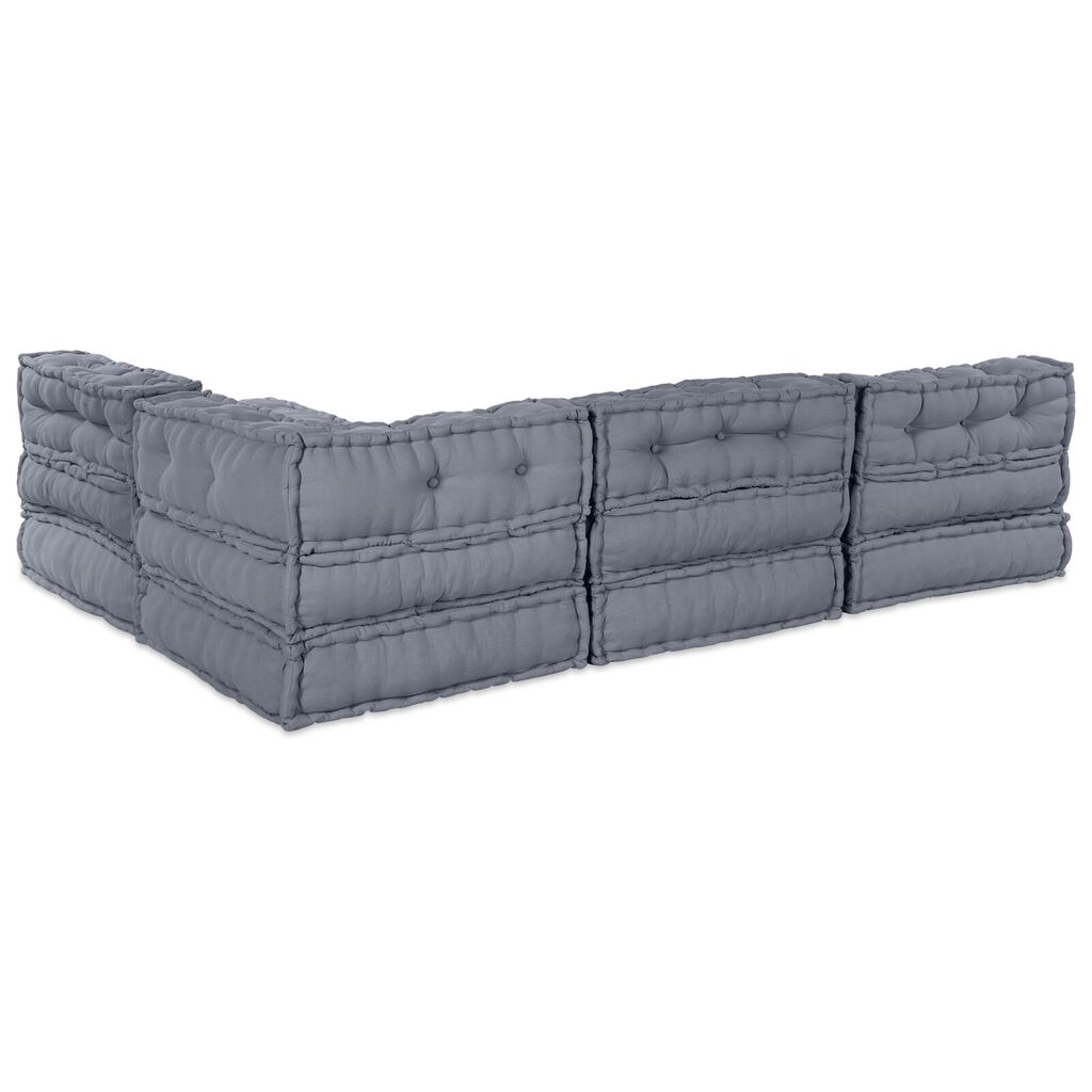 vidaXL Σαλονιού 4 Καθισμάτων Modular Pouffe Σαφάρι Γκρι Ύφασμα