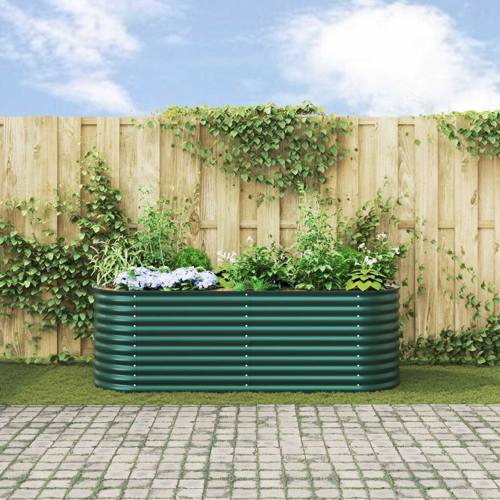 vidaXL Υπερυψωμένη Ζαρντινιέρα Πράσινο 240 x 80 x 81 cm Ατσάλι