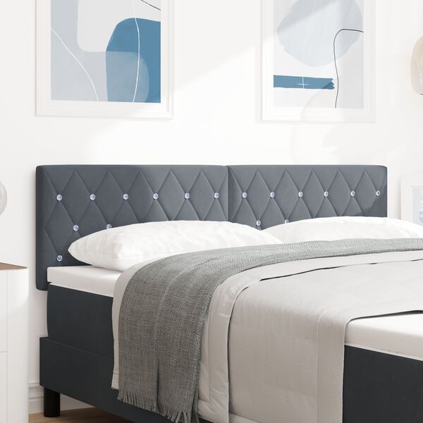 vidaXL Βελούδινο Κεφαλάρι Argyle Σκούρο Γκρι 160 cm Βελούδο