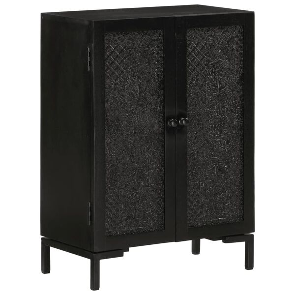 vidaXL Ντουλάπι Μαύρο 55x30x77 εκ. από Μασίφ Ξύλο Μάνγκο και Σίδηρο