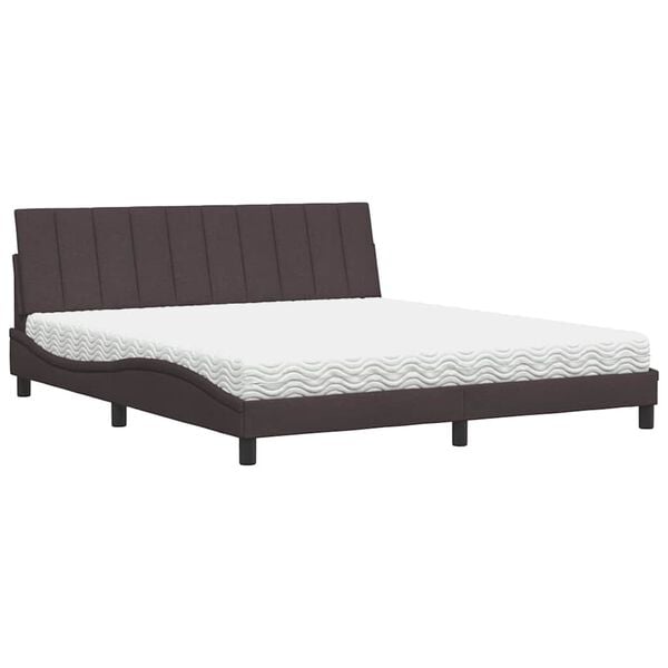vidaXL Κρεβάτι Σκούρο Καφέ 180x200 εκ Υφασμάτινο
