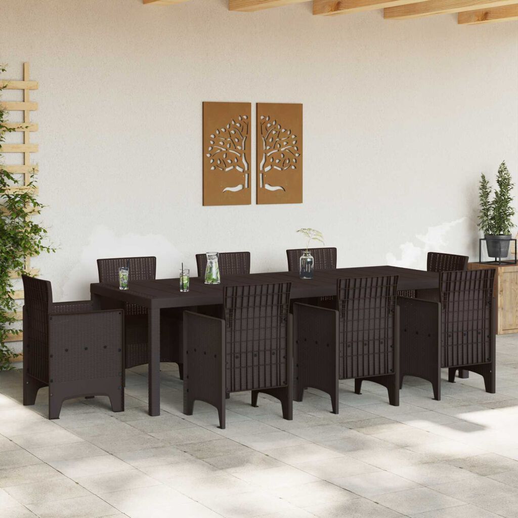 vidaXL Τραπέζι Κήπου Καφέ 250x100x73 cm Πολυ Ράτταν