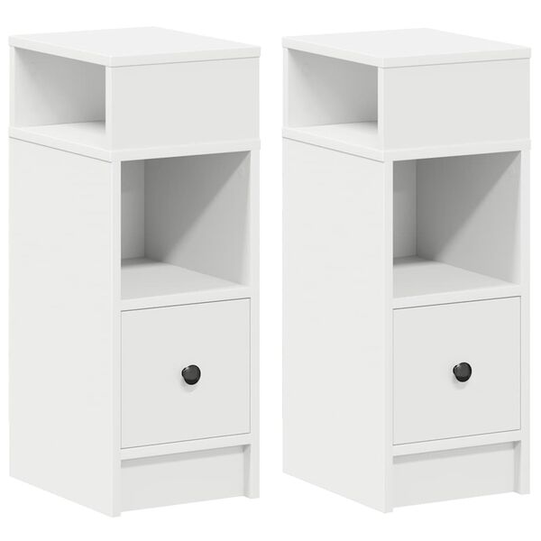 vidaXL Κομοδίνα 2 τεμάχια με συρτάρι Λευκό 25x31x66 cm