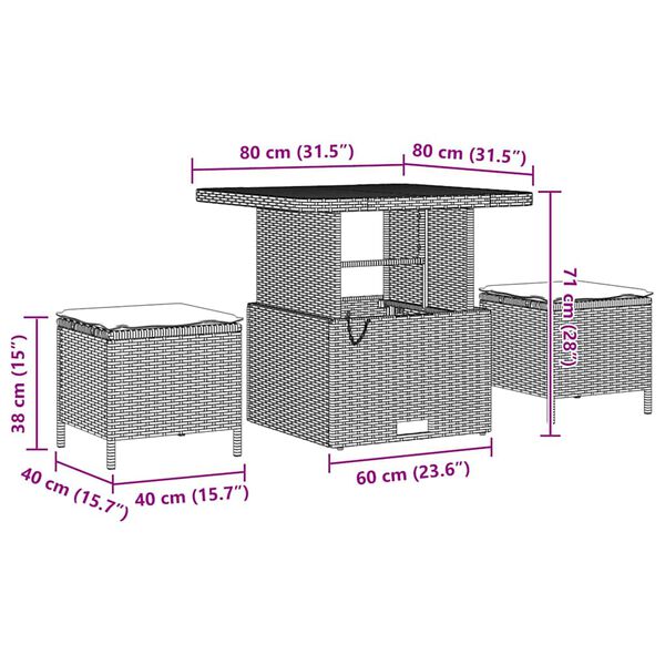 vidaXL Σετ Καναπέ Κήπου 8 pcs Μαύρο και Κρέμα 80 x 80 x 71 cm