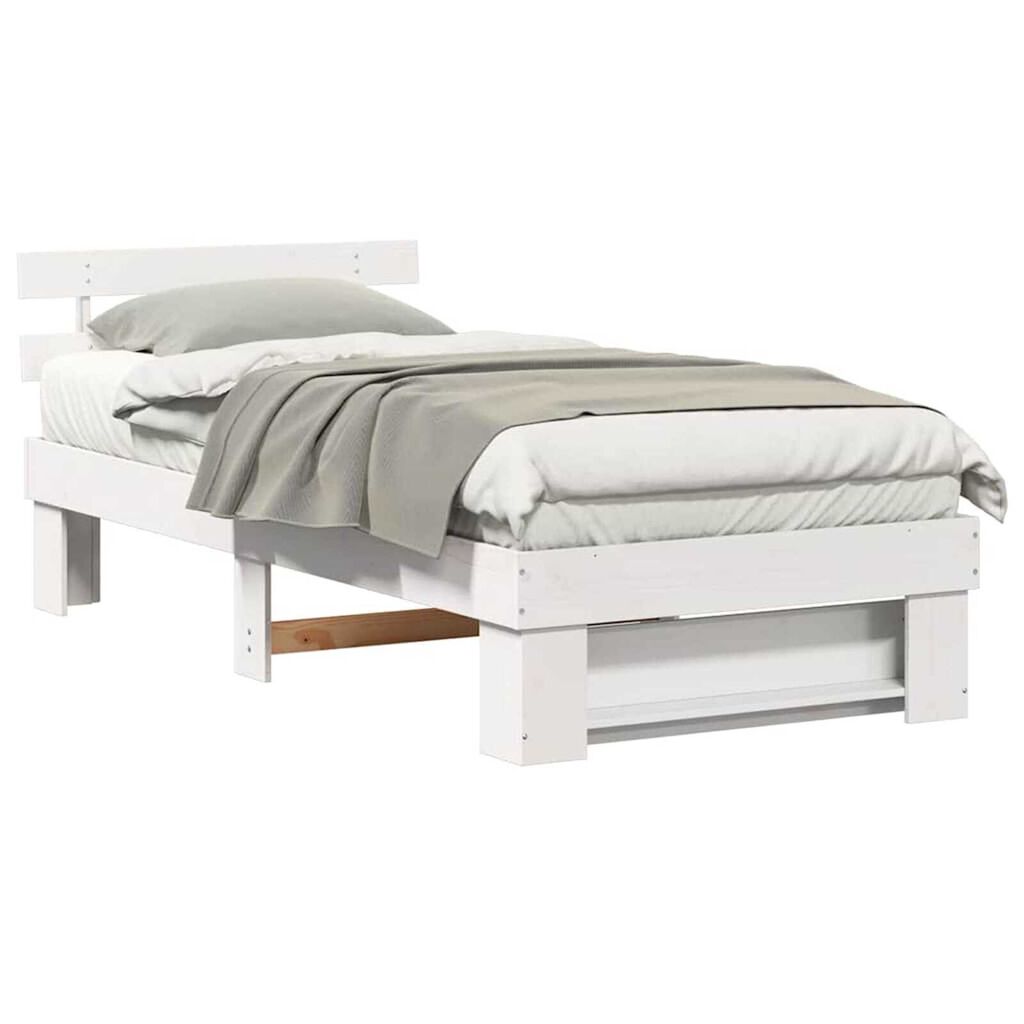 vidaXL Σκελετός Κρεβατιού Λευκό 90 x 190 cm Μασίφ ξύλο πεύκου