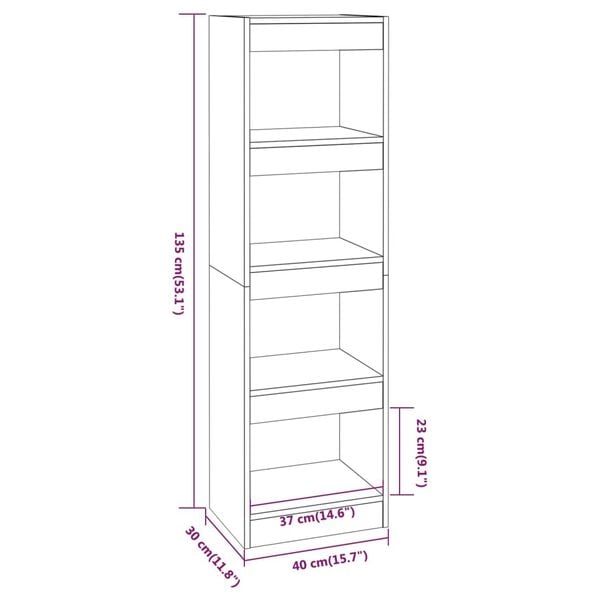 vidaXL Βιβλιοθήκη/Διαχωριστικό Χώρου Λευκό 40x30x135 εκ. Επεξ. Ξύλο