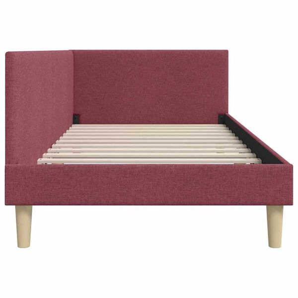 vidaXL Κρεβάτι Γωνίας Άλλο Μπορντό 90 x 190 cm Ύφασμα και Έργο ξύλου