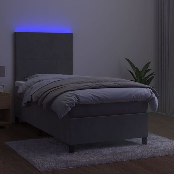 vidaXL &Kappa;&rho;&epsilon;&beta;ά&tau;&iota; Boxspring &mu;&epsilon; &Sigma;&tau;&rho;ώ&mu;&alpha; & LED &Alpha;&nu;.&Gamma;&kappa;&rho;&iota; 90x190 &epsilon;&kappa;. &Beta;&epsilon;&lambda;&omicron;ύ&delta;&iota;&nu;&omicron;