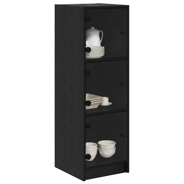vidaXL Highboard &Mu;&alpha;ύ&rho;&eta; &Omicron;&xi;&upsilon;ά 35 x 37 x 109 &epsilon;&kappa; &Epsilon;&pi;&epsilon;&xi;&epsilon;&rho;&gamma;&alpha;&sigma;&mu;έ&nu;&omicron; &xi;ύ&lambda;&omicron;