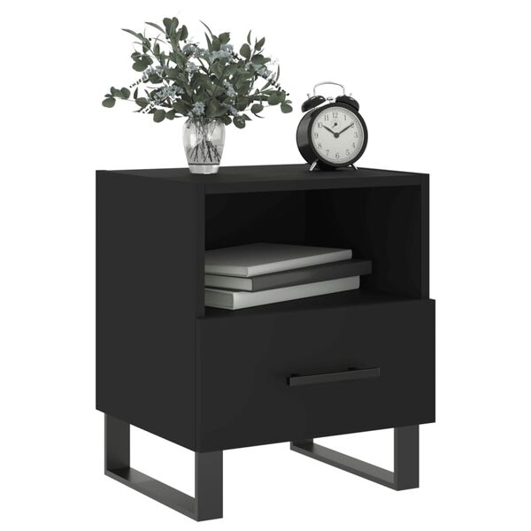 vidaXL Κομοδίνα 2 τεμ. Μαύρα 40 x 35 x 47,5 εκ. από Επεξεργασμένο Ξύλο