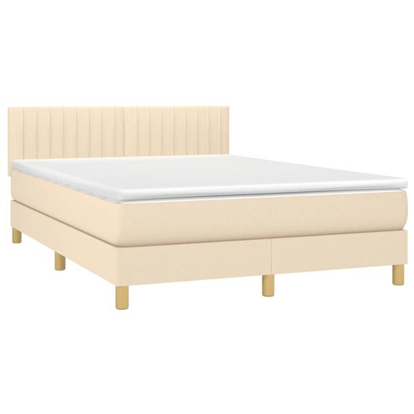 vidaXL Κρεβάτι Boxspring με Στρώμα Κρεμ 140x200 εκ. Υφασμάτινο
