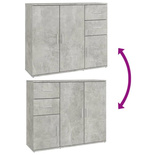 vidaXL Ντουλάπι Γκρι Σκυροδέματος 91x29,5x75 εκ. Επεξεργασμένο Ξύλο