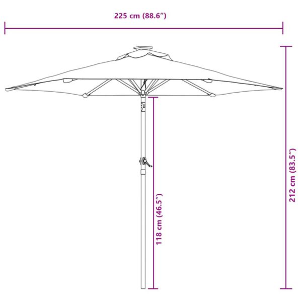 vidaXL Ομπρέλα Κήπου με Ατσάλινο Ιστό Taupe 225x225x212 εκ.