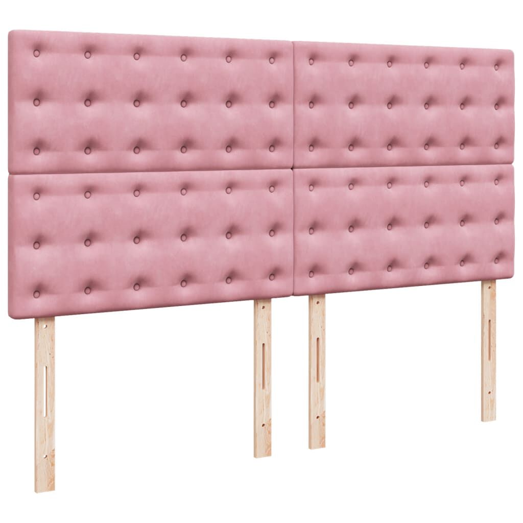 vidaXL Κρεβάτι Boxspring με Στρώμα Ροζ 200x200 εκ. Βελούδινο