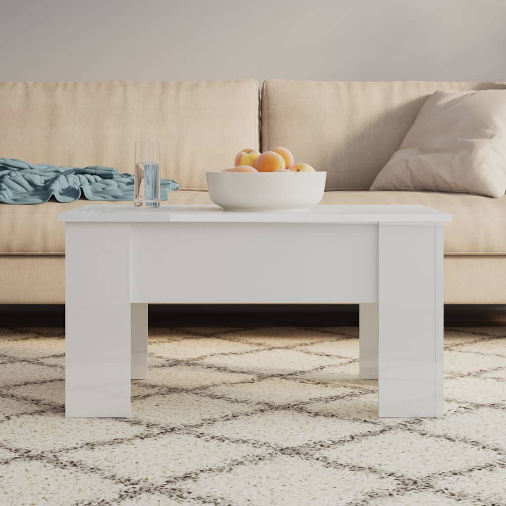vidaXL Τραπεζάκι Σαλονιού Γυαλ. Λευκό 79x49x41 εκ. Επεξεργασμένο Ξύλο