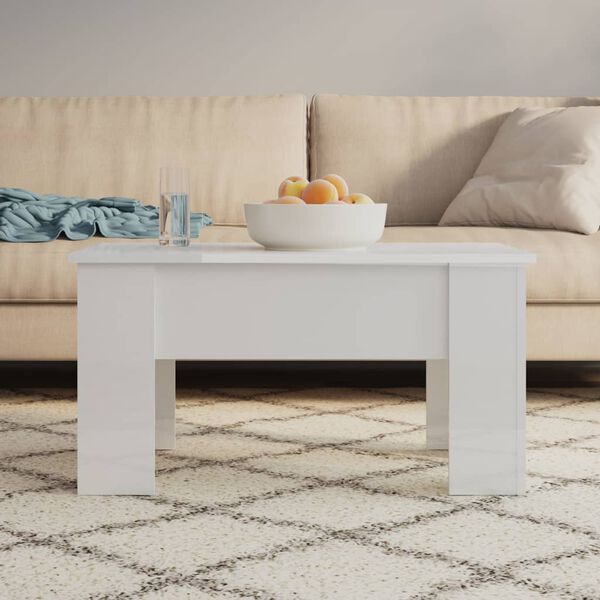 vidaXL Τραπεζάκι Σαλονιού Γυαλ. Λευκό 79x49x41 εκ. Επεξεργασμένο Ξύλο