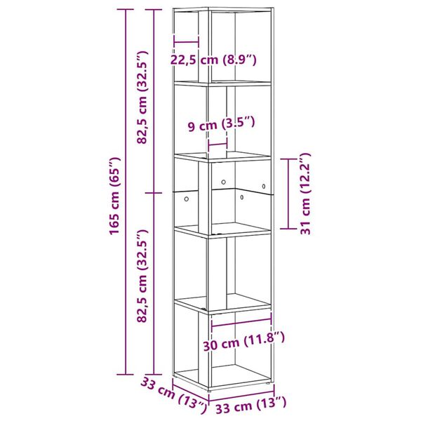 vidaXL Γωνιακά ράφια Μαύρη δρυς 33 x 33 x 164.5 cm Επεξεργασμένο ξύλο