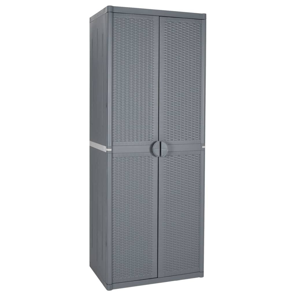 vidaXL Ντουλάπι Αποθήκευσης Κήπου Γκρι 65x45x172 εκ. από Ρατάν PP
