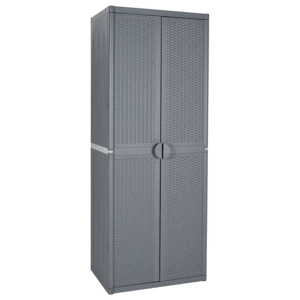 vidaXL Ντουλάπι Αποθήκευσης Κήπου Γκρι 65x45x172 εκ. από Ρατάν PP