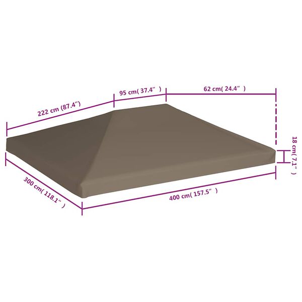 vidaXL Κάλυμμα για Κιόσκι Χρώμα Taupe 3 x 4 μ. 310 γρ./μ²