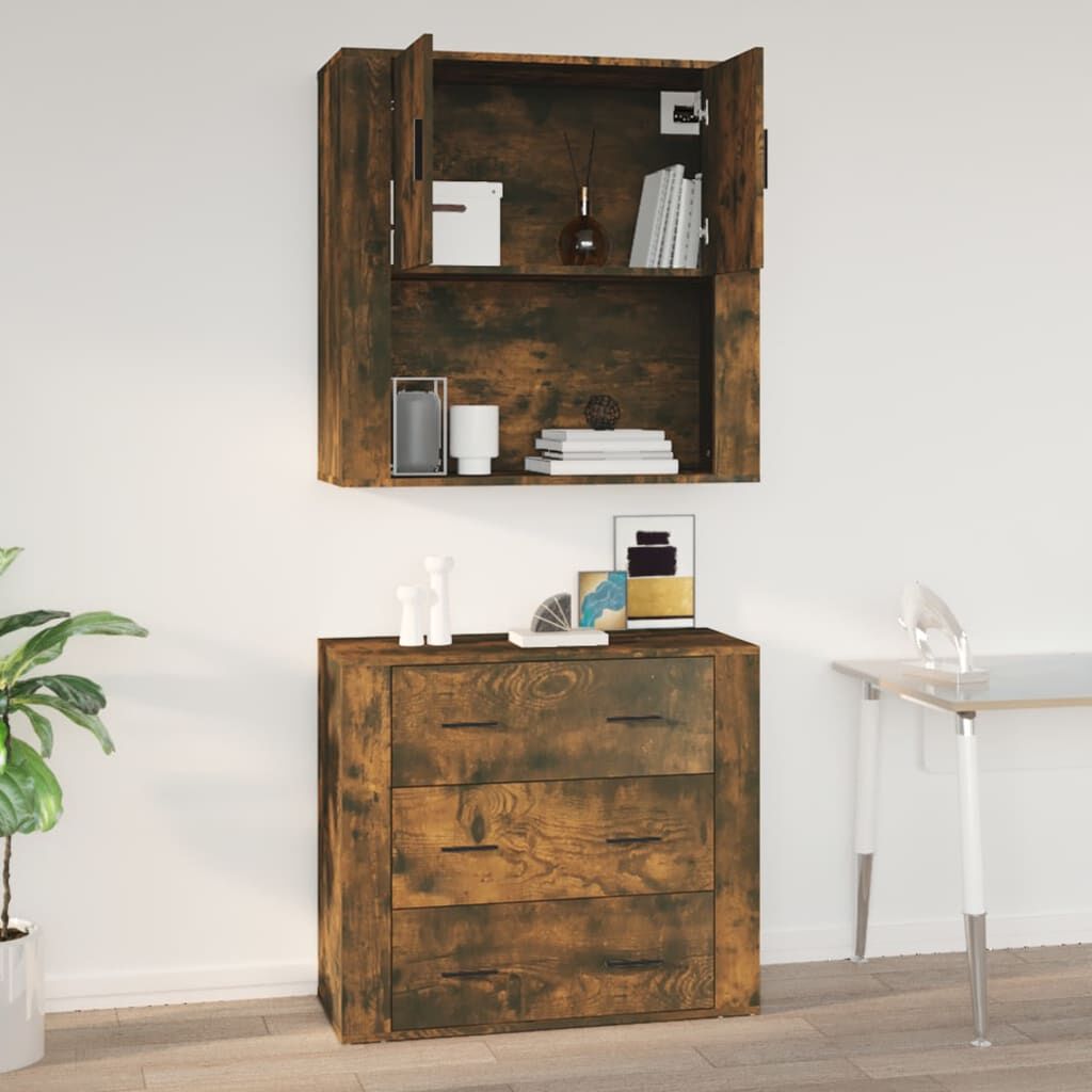 vidaXL Ντουλάπι Τοίχου Καπνιστή Δρυς 80x33x80 εκ. Επεξεργασμένο Ξύλο