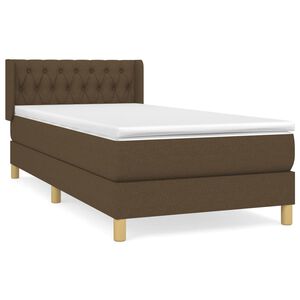 vidaXL Κρεβάτι Boxspring με Στρώμα Σκούρο Καφέ 90x200 εκ. Υφασμάτινο