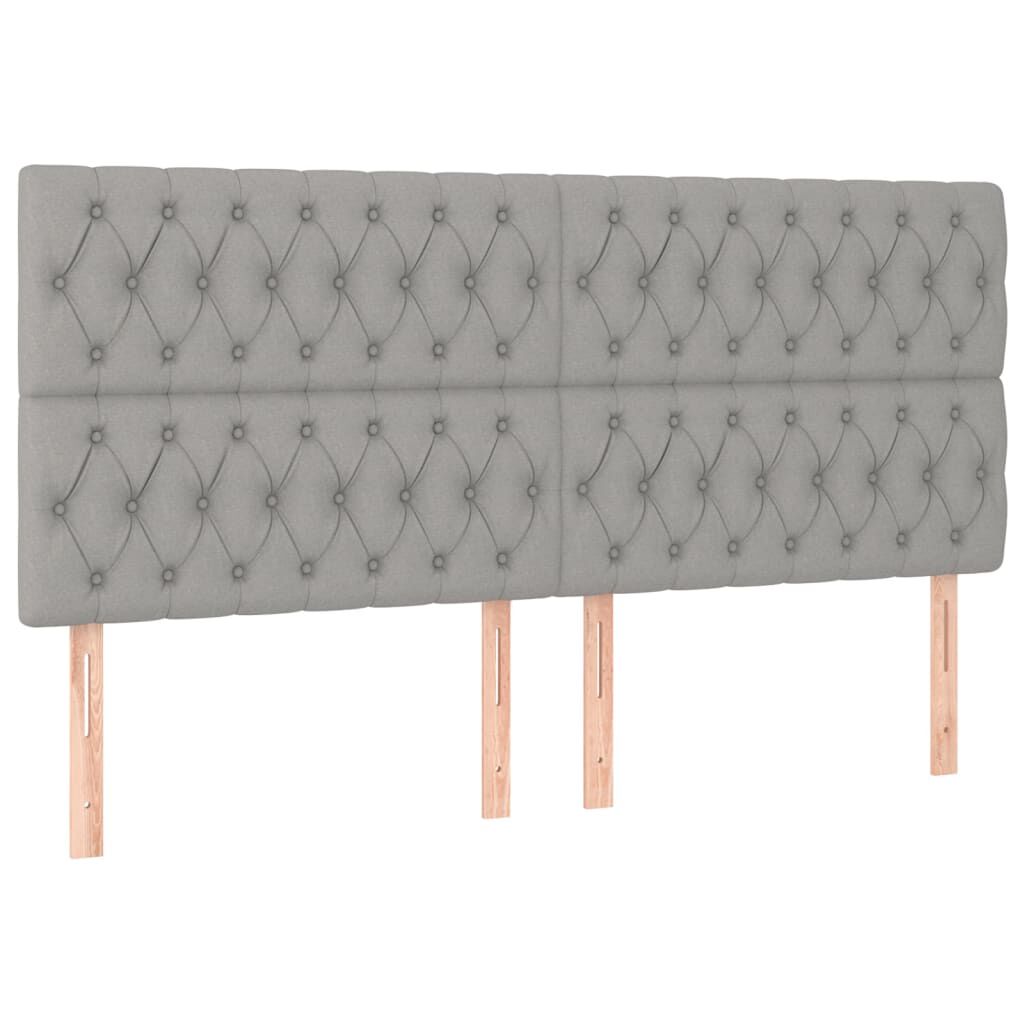 vidaXL Κρεβάτι Boxspring με Στρώμα Ανοιχτό Γκρι 200x200 εκ. Υφασμάτινο
