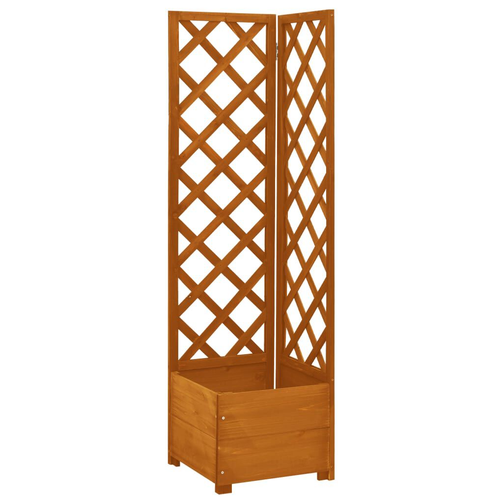 vidaXL Γλάστρα Γωνιακή με Καφασωτό Πορτοκαλί 40x40x150 εκ. Ξύλο Ελάτης