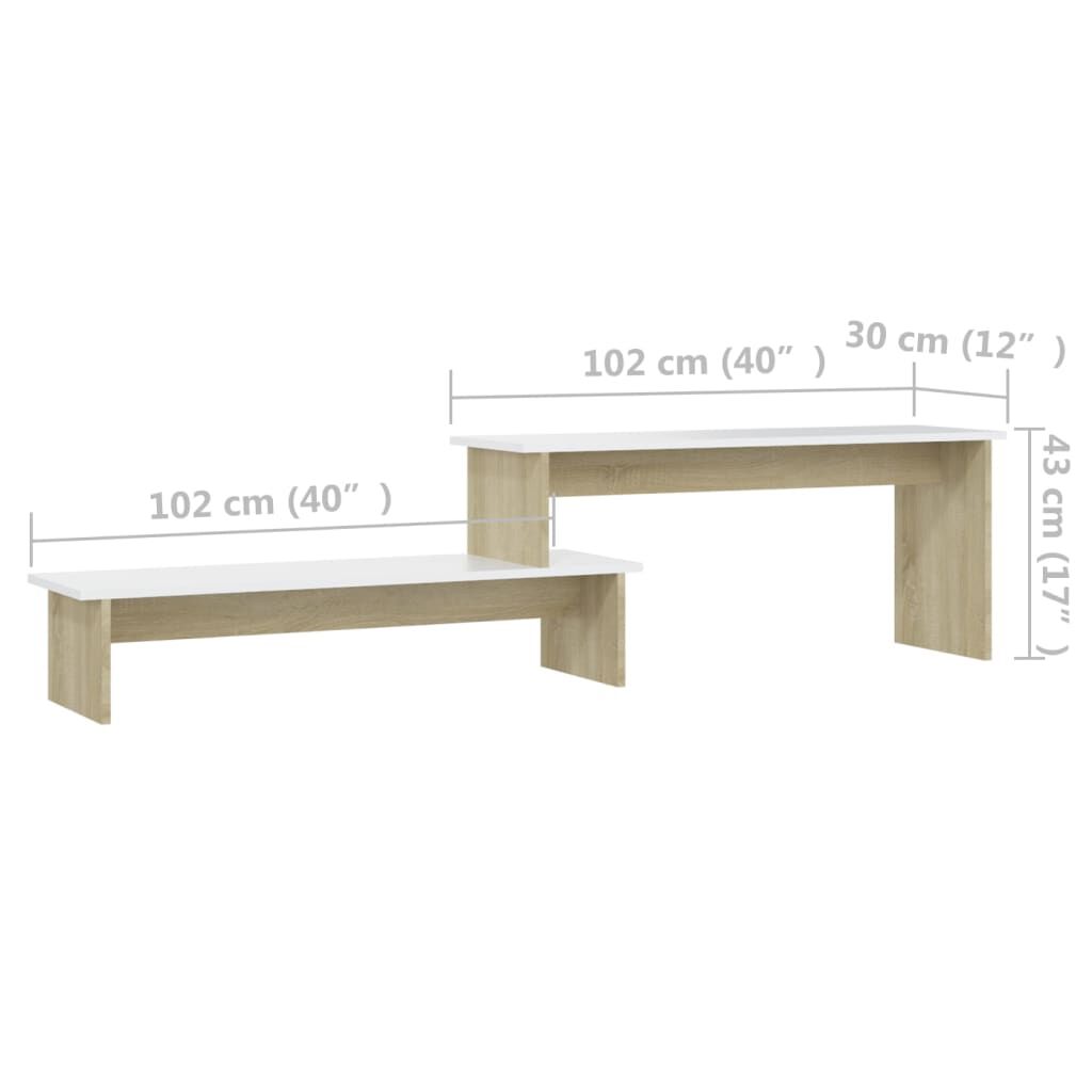 vidaXL Έπιπλο Τηλεόρασης Sonoma Δρυς/Λευκό 180x30x43εκ από Επεξ. Ξύλο