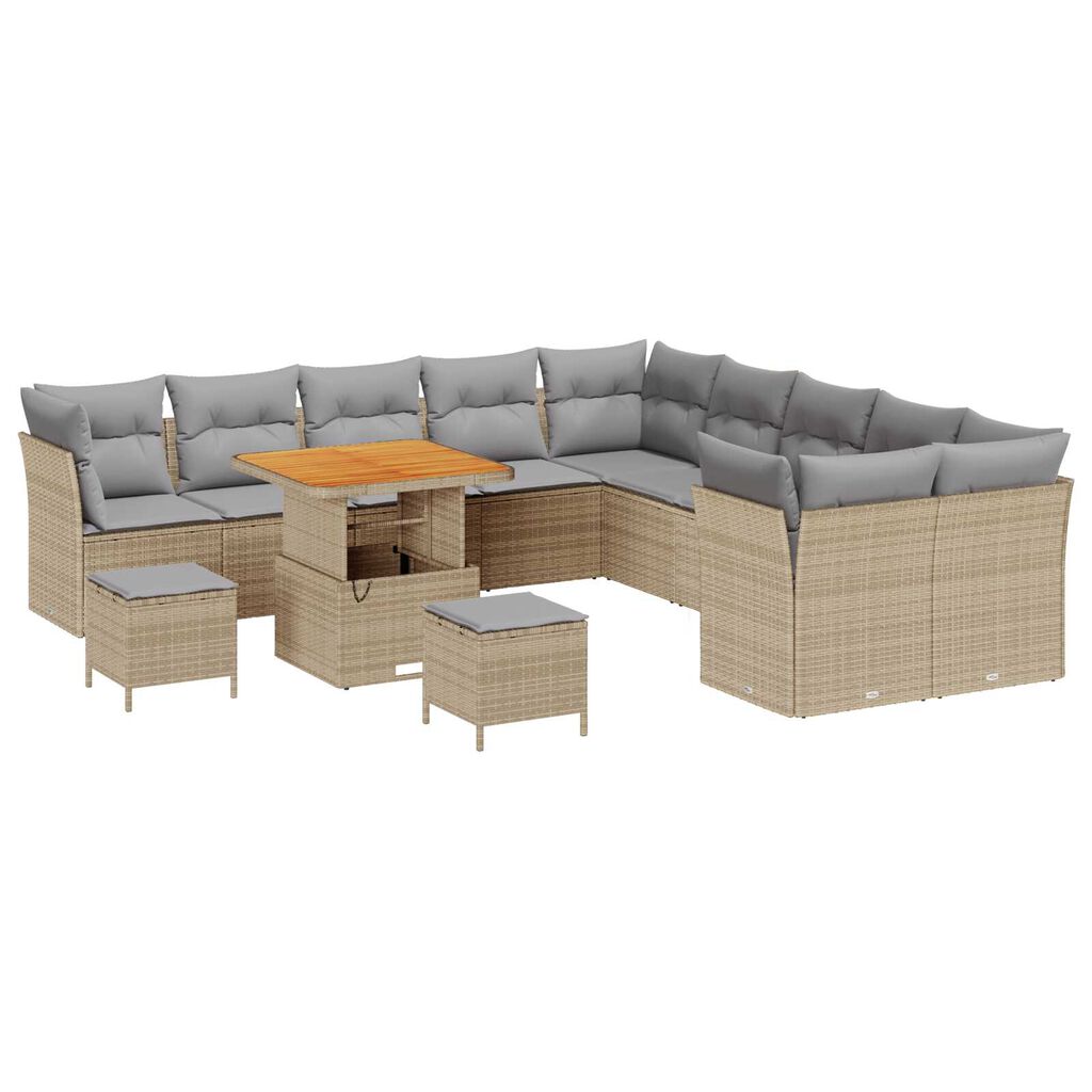 vidaXL Σετ Καναπέ Κήπου 13 pcs Μπεζ συνθετικό ρατάν