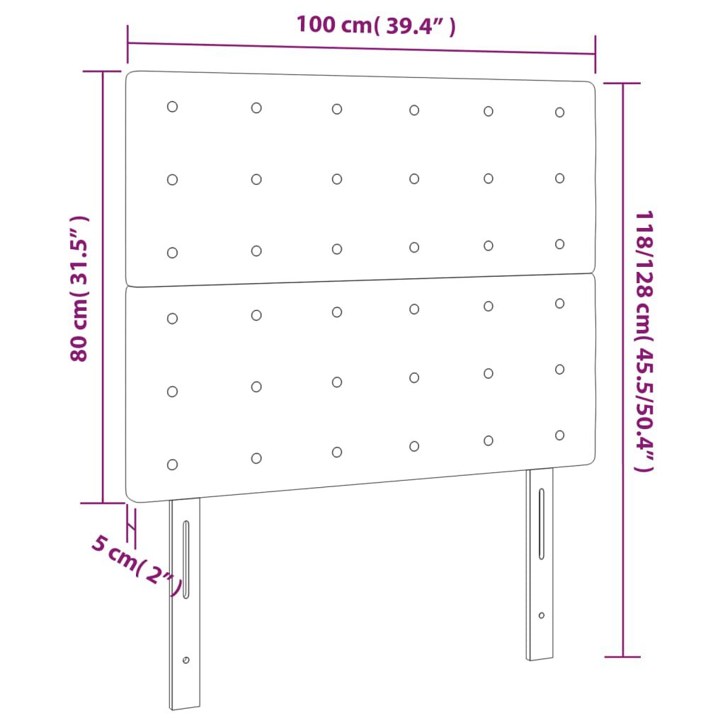 vidaXL Κεφαλάρια Κρεβατιού 2 τεμ.Αν. Γκρι 100x5x78/88 εκ. Υφασμάτινο