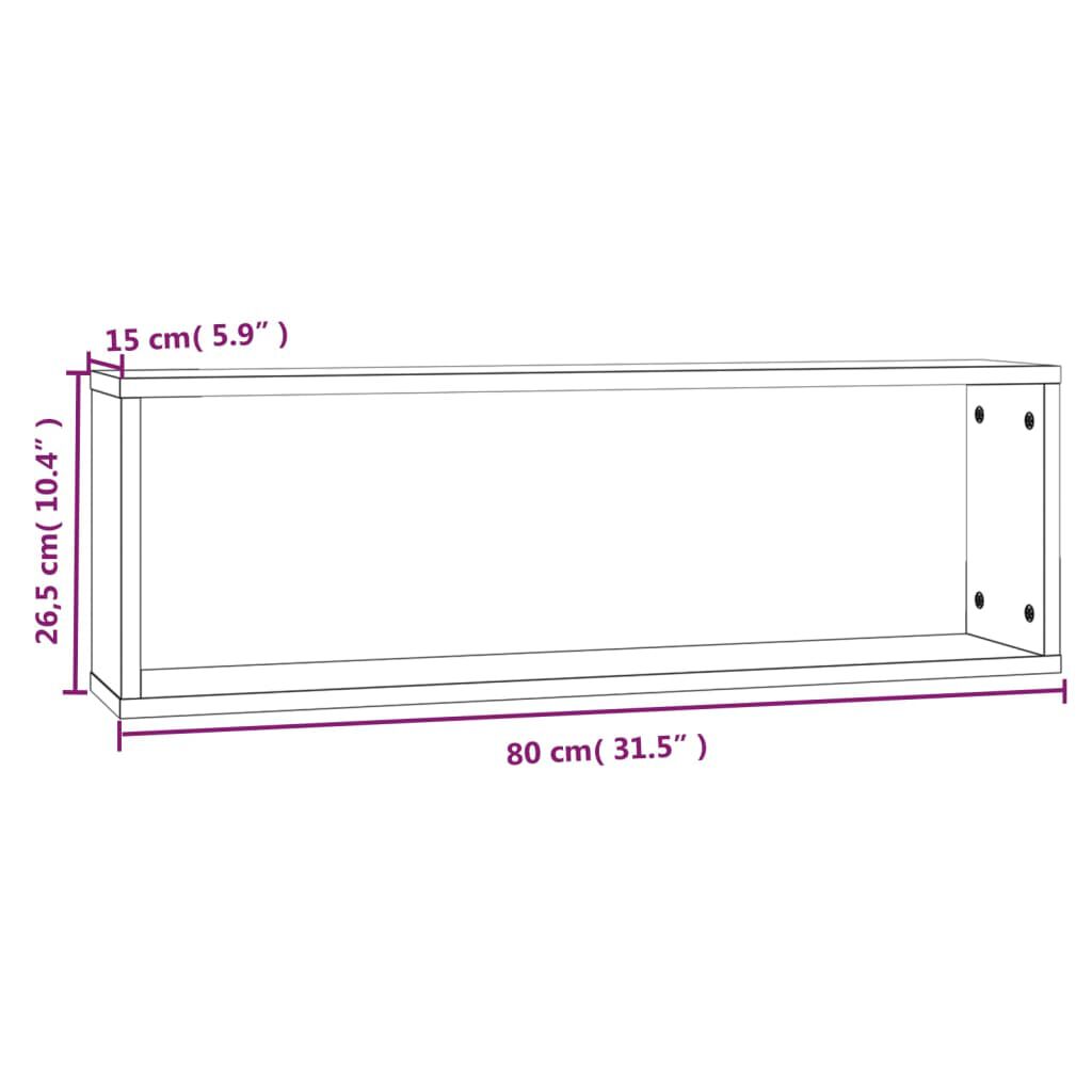 vidaXL Ραφιέρες Τοίχου Κύβοι 4 τεμ. Καπν. Δρυς 80x15x26,5 εκ. Επ. Ξύλο
