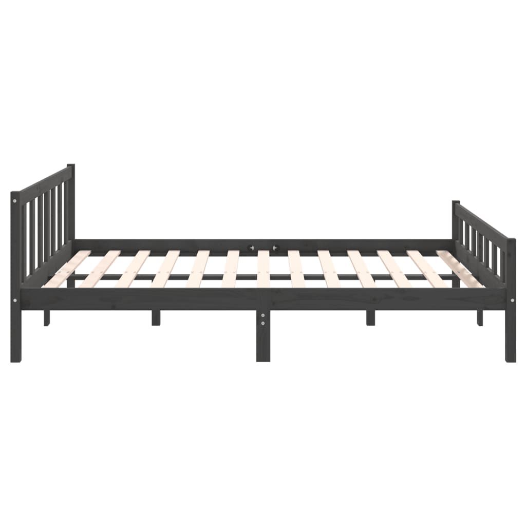 vidaXL Πλαίσιο Κρεβατιού Γκρι 150 x 200 εκ. Μασίφ Ξύλο King Size