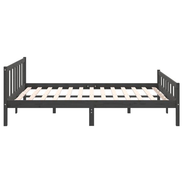 vidaXL Πλαίσιο Κρεβατιού Γκρι 150 x 200 εκ. Μασίφ Ξύλο King Size