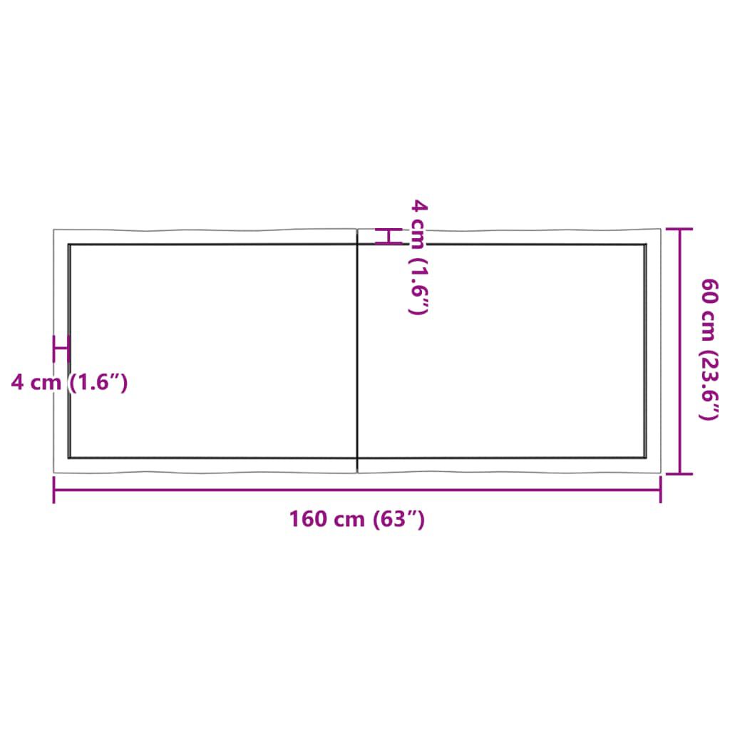 vidaXL Επιφ Τραπεζιού Αν Καφέ 160x60x(2-6)εκ.Ακατέργ. Μασίφ Ξύλο Δρυός