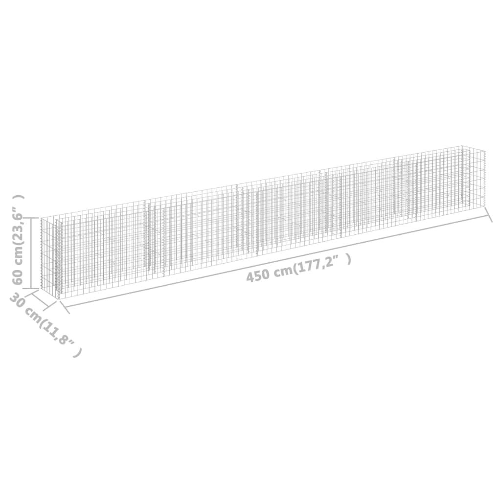 vidaXL Συρματοκιβώτιο-Γλάστρα Υπερυψωμένη 450x30x60 εκ. Γαλβ. Χάλυβας