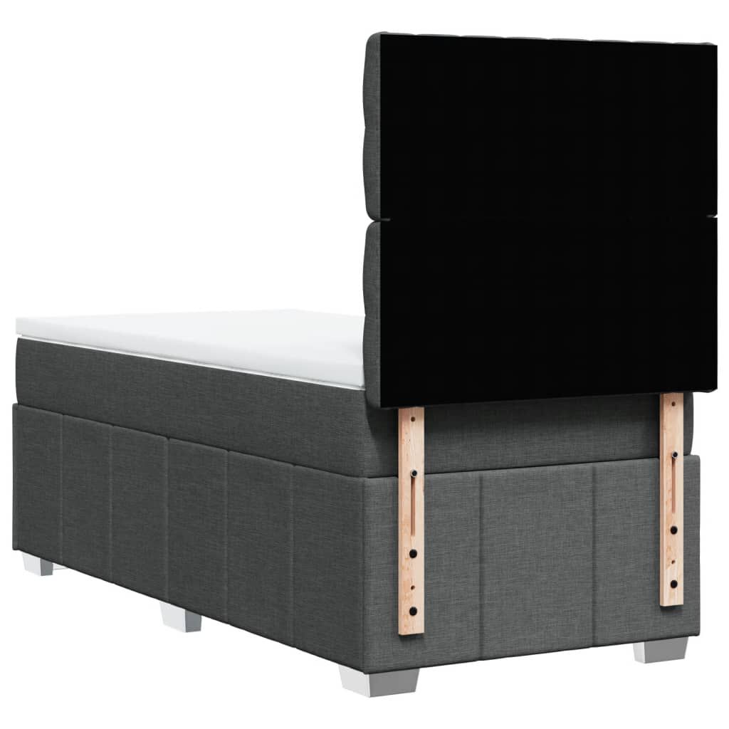 vidaXL Κρεβάτι Boxspring με Στρώμα Σκούρο Γκρι 90x190 εκ. Υφασμάτινο