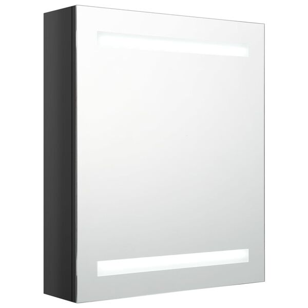 vidaXL Καθρέφτης Μπάνιου με Ντουλάπι & LED Λαμπερό Μαύρο 50x14x60 εκ.