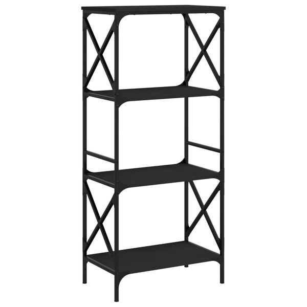 vidaXL Βιβλιοθήκη 4 Επιπέδων Μαύρη 59x35x132 εκ. Επεξεργασμένο Ξύλο